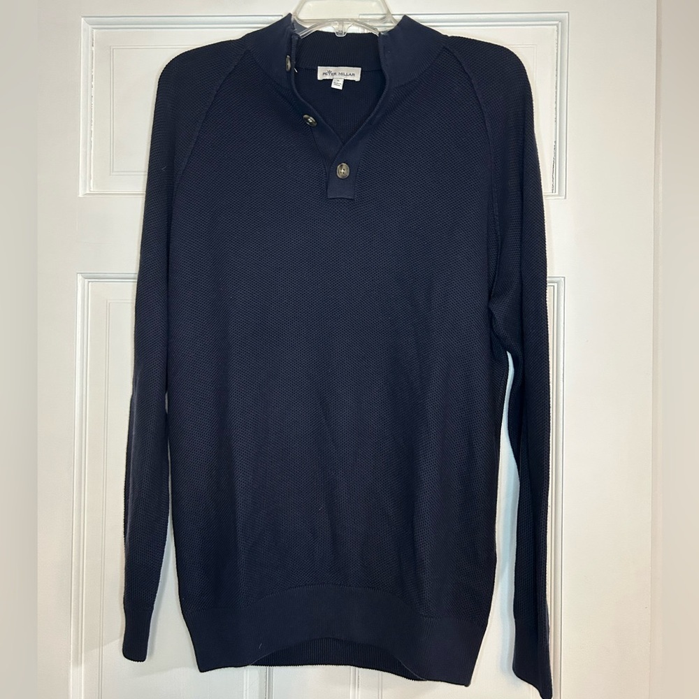 Peter Millar Parkway Textured 3 Botton Mock Pullover